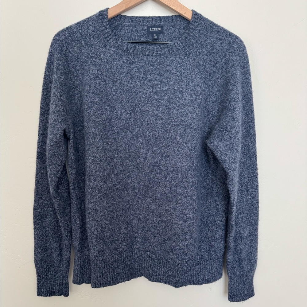 J. Crew Men's Lambswool Blend Sweater M Marled Blue Crewneck Classic Winter Knit